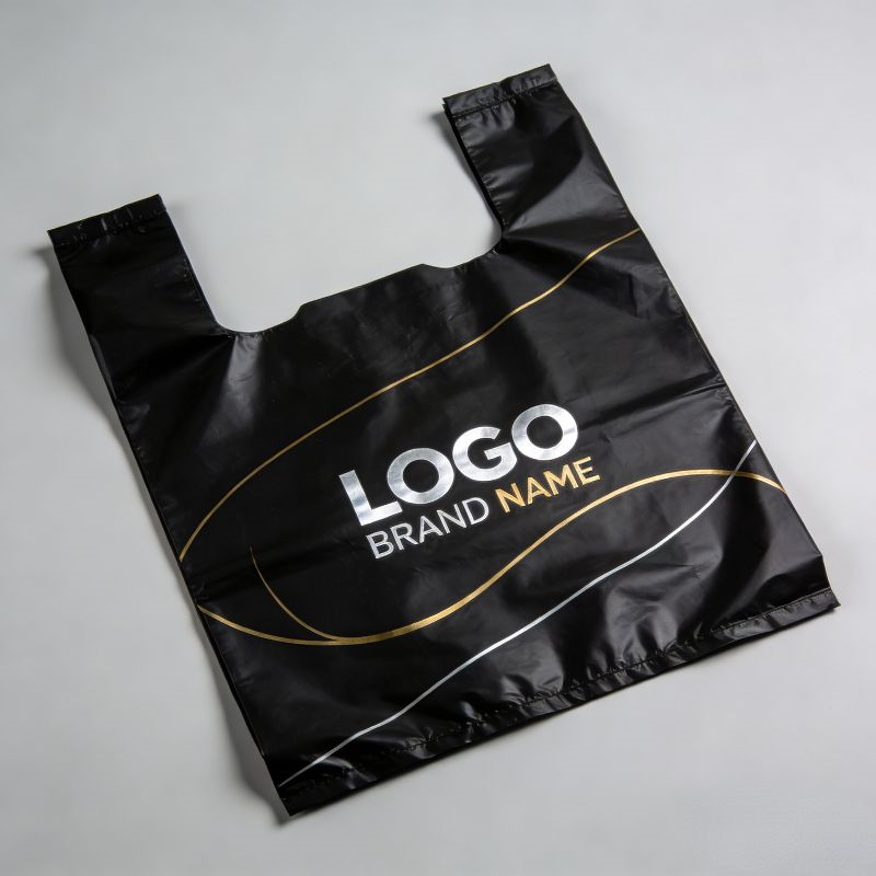 Black T-Shirt Bags with Ink Mark Black T-Shirt Bags with Ink Mark